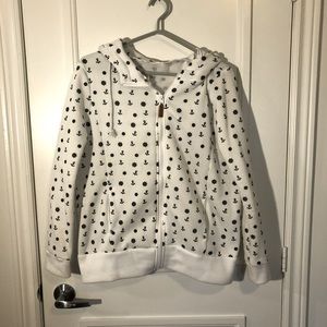 Nautical Themed Hoodie, White and Black, Women’s Size XL